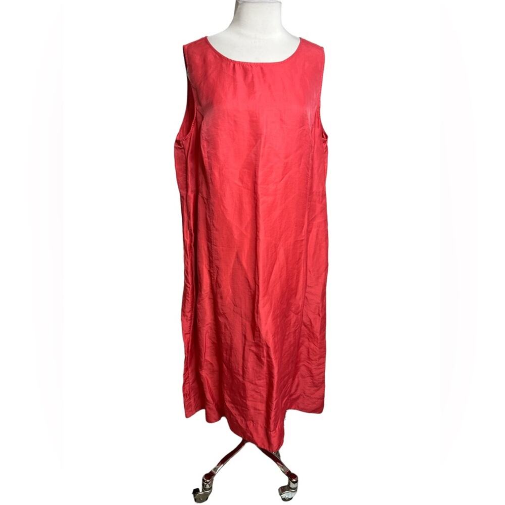 J. Jill Dress Linen Blend Sleeveless Shiny strawberry pink Sz XL